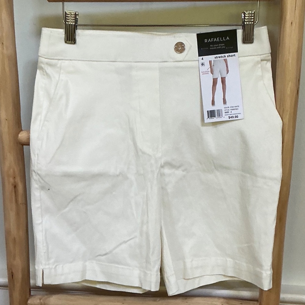 Rafaella‎ Womens Star White Stretch Bermuda Shorts Size 4 NWT RSBSF063